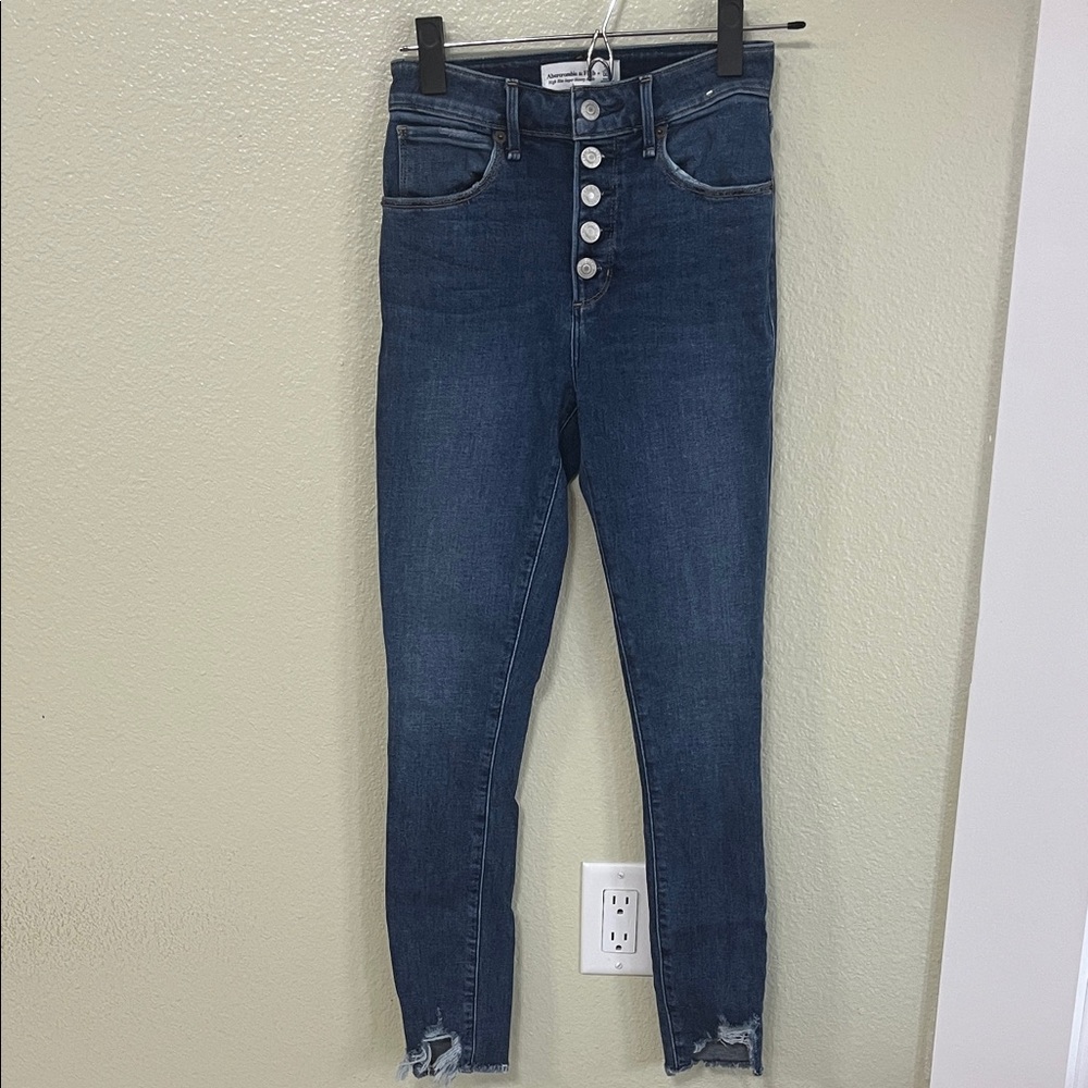 Abercrombie & Fitch Dark Blue High Rise Super Skinny Ankle